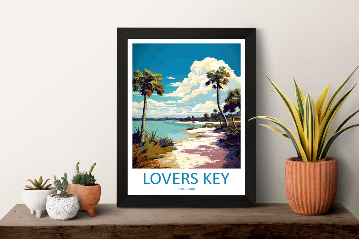 Lovers Key State Park Palm Beach Florida Coast Travel Poster - Image 3