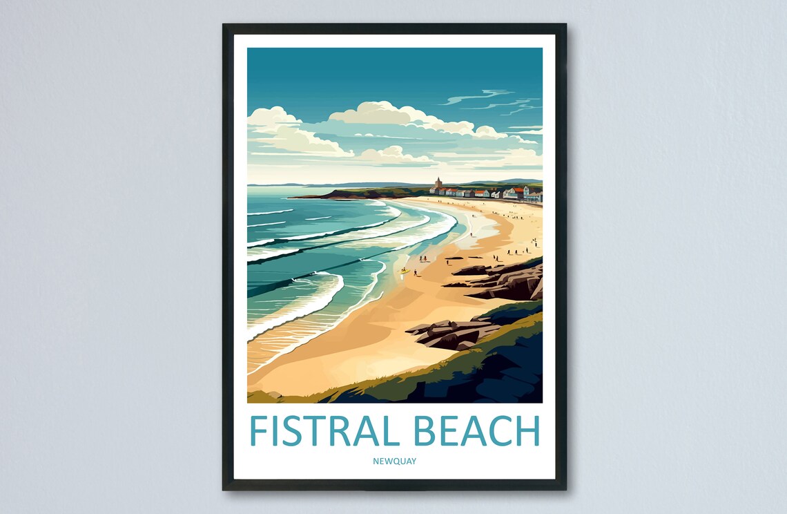 Fistral Beach Travel Poster, Newquay Gift