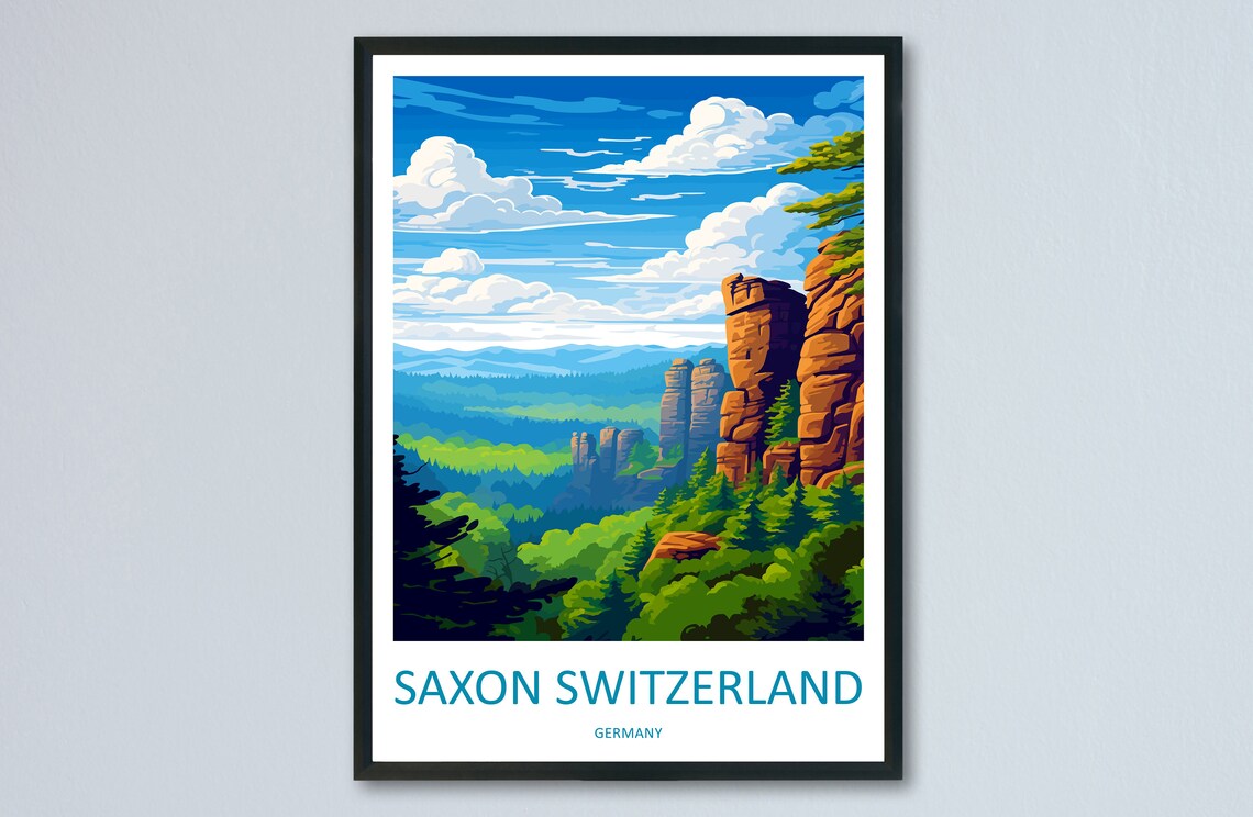 Saxon Switzerland Germany Sandstone Cliffs Forest Travel Poster