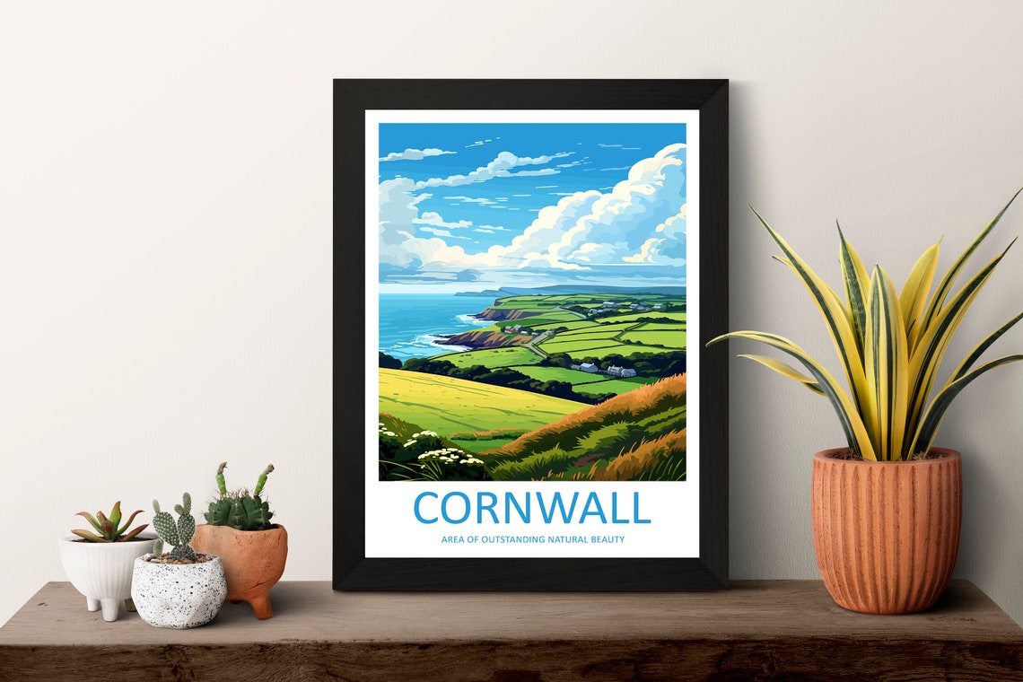Cornwall Area of Outstanding Natural Beauty Coastal Cliffs Poster - Image 3