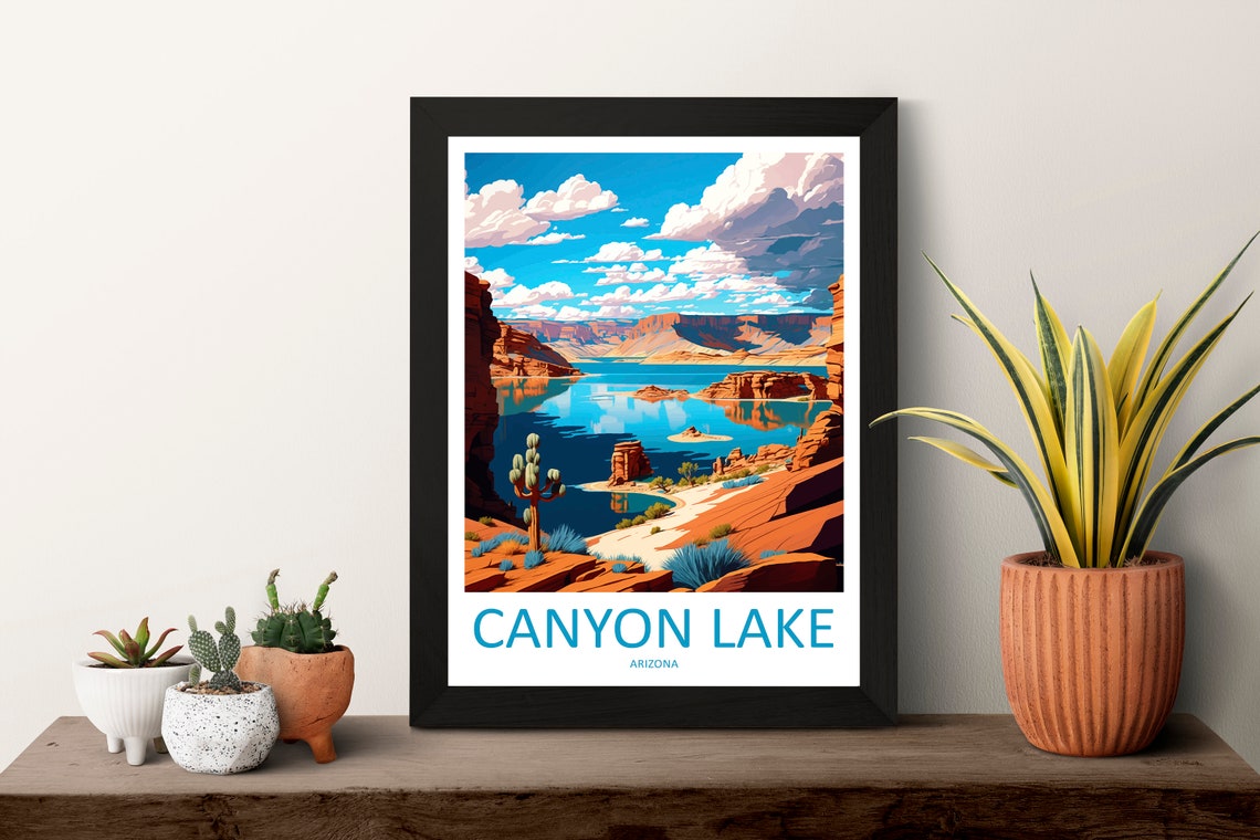 Canyon Lake Travel Print Wall Art Canyon Lake Lake Wall Hanging Home Dcor Canyon Lake Lake Gift Art Lovers Arizona Art Lover Gift Arizona - Image 3