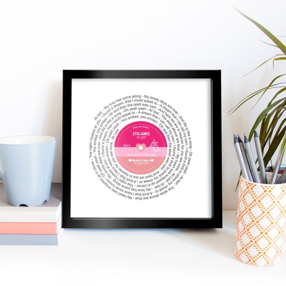 Personalised Record Print Any Artist Any Song Anniversary Wedding Gift Picture Mothers Day Gift
