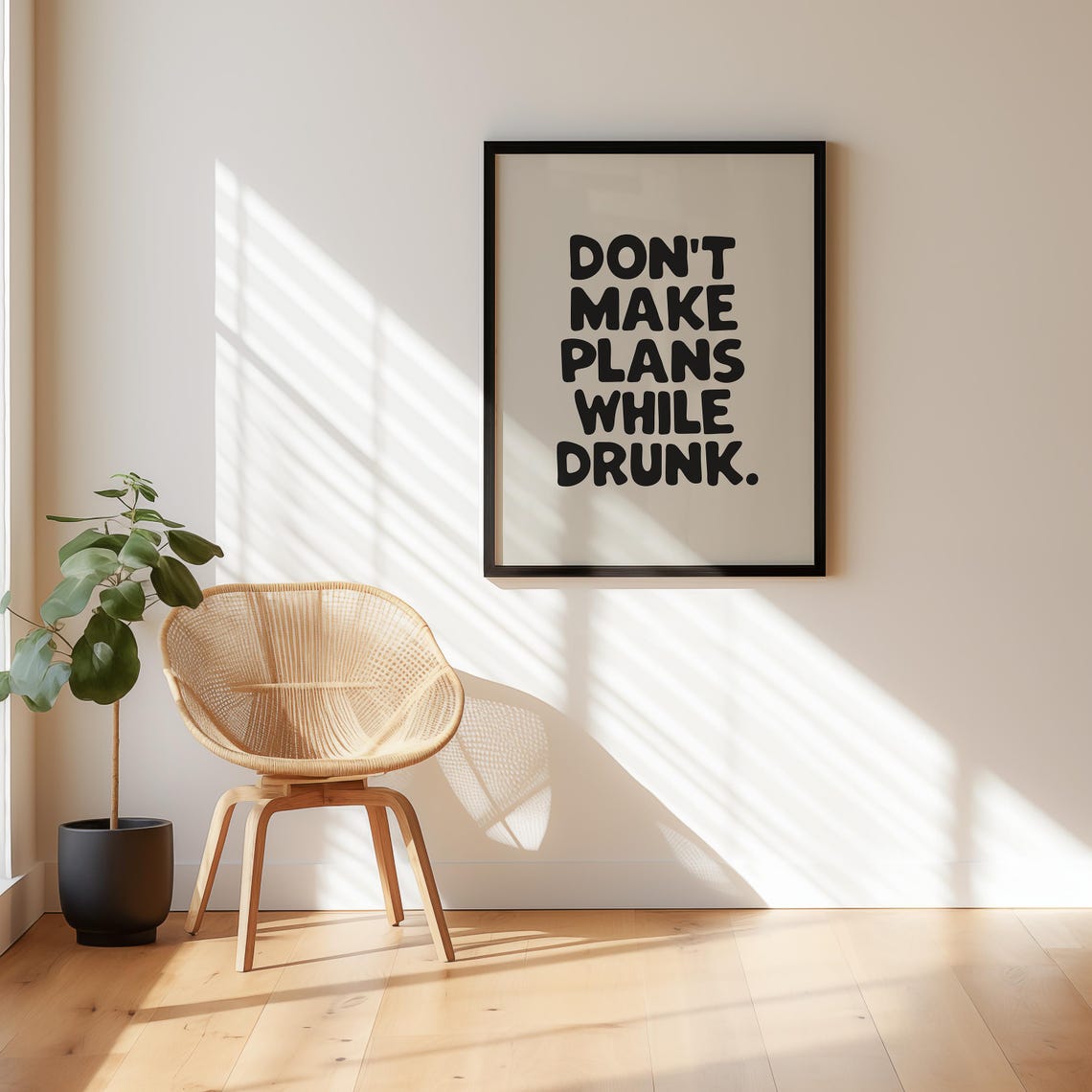 Dont Make Plans While Drunk Black And White Print Funny Bathroom Wall Art Minimalist Home Decor Bar Cart Art Bar Bathroom Poster Dorm Room - Image 2