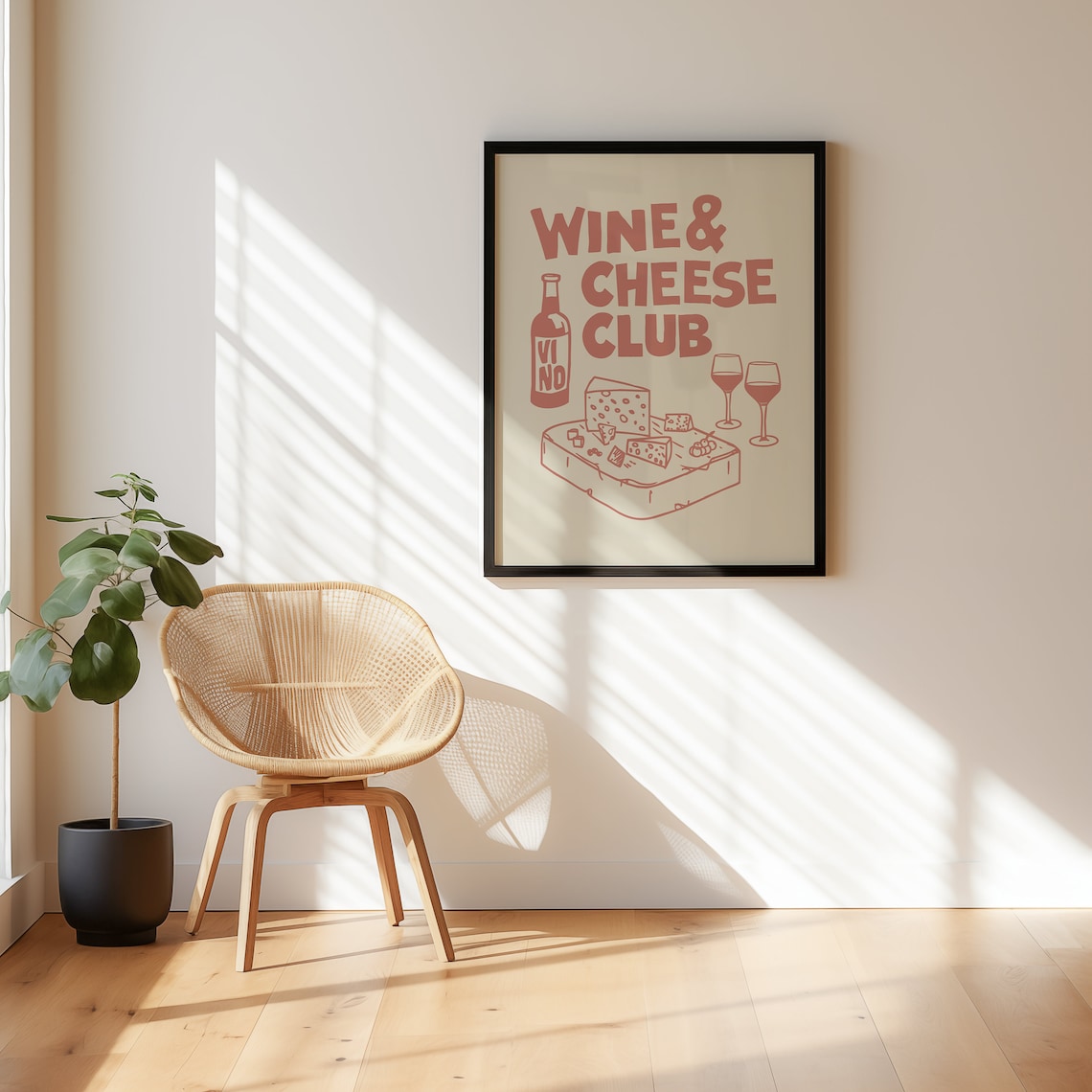 Wine And Cheese Club Retro Bar Cart Art Print - Image 2