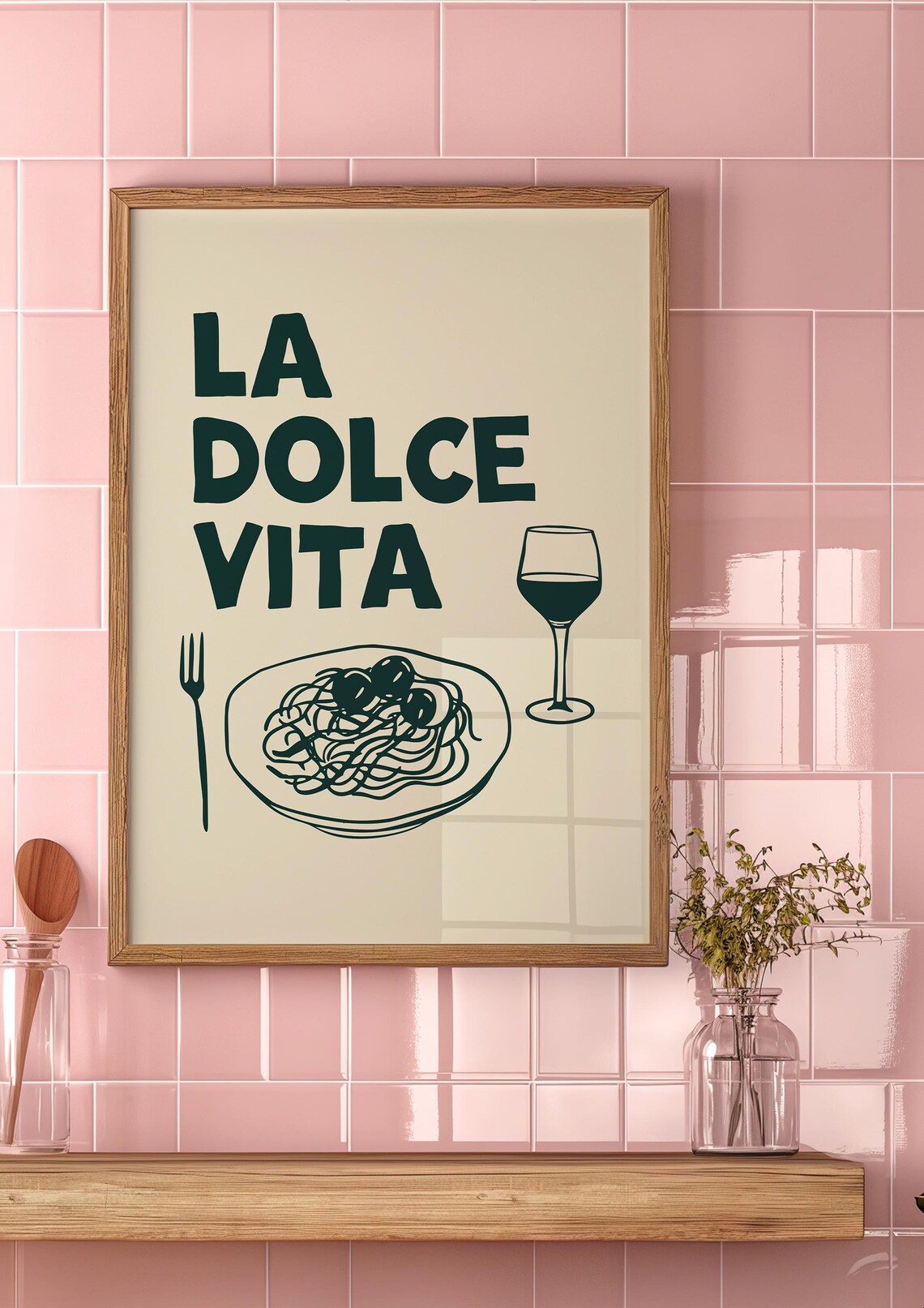 La Dolce Vita Spaghetti Night Italian Retro Kitchen Art Print - Image 2