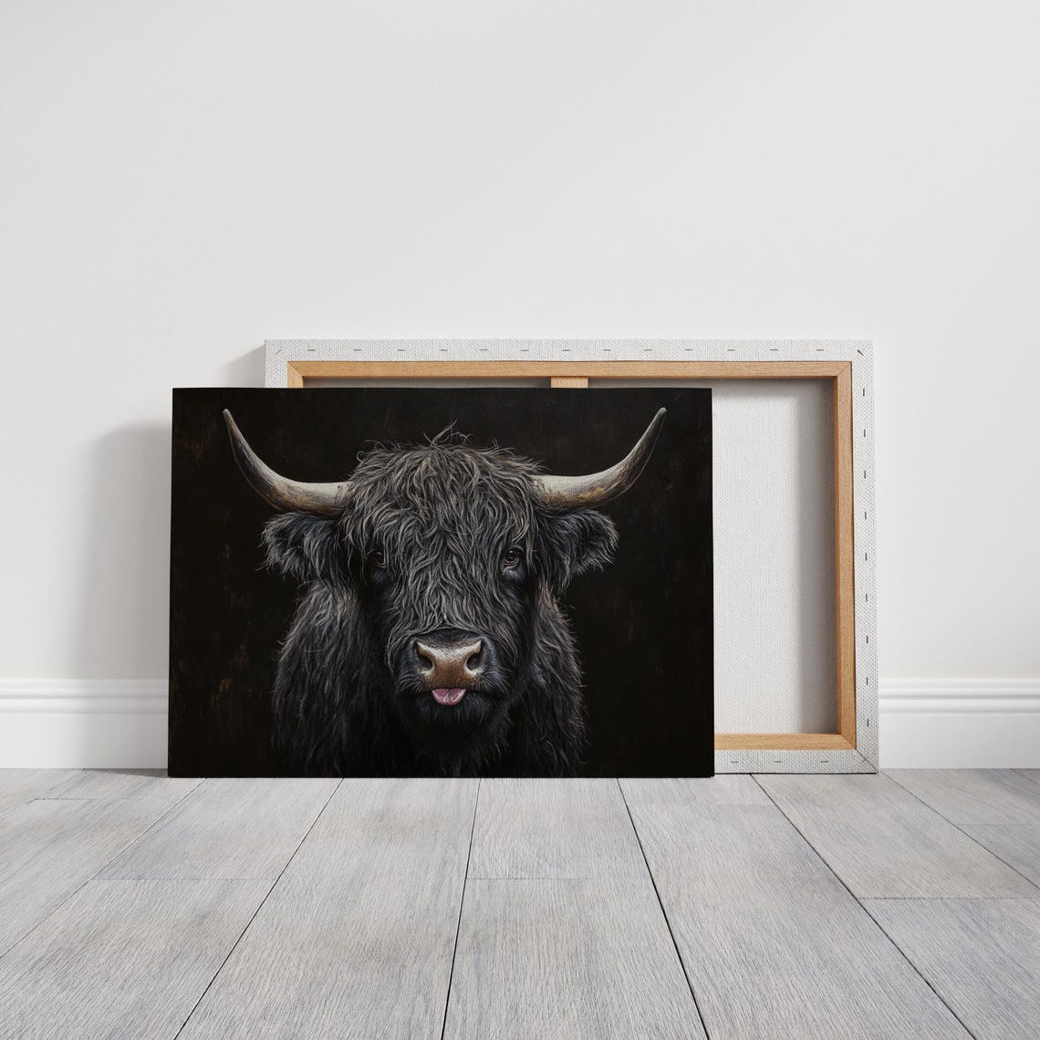 Black Highland Cow Tongue Out Funny Farmhouse Portrait Poster - Image 4