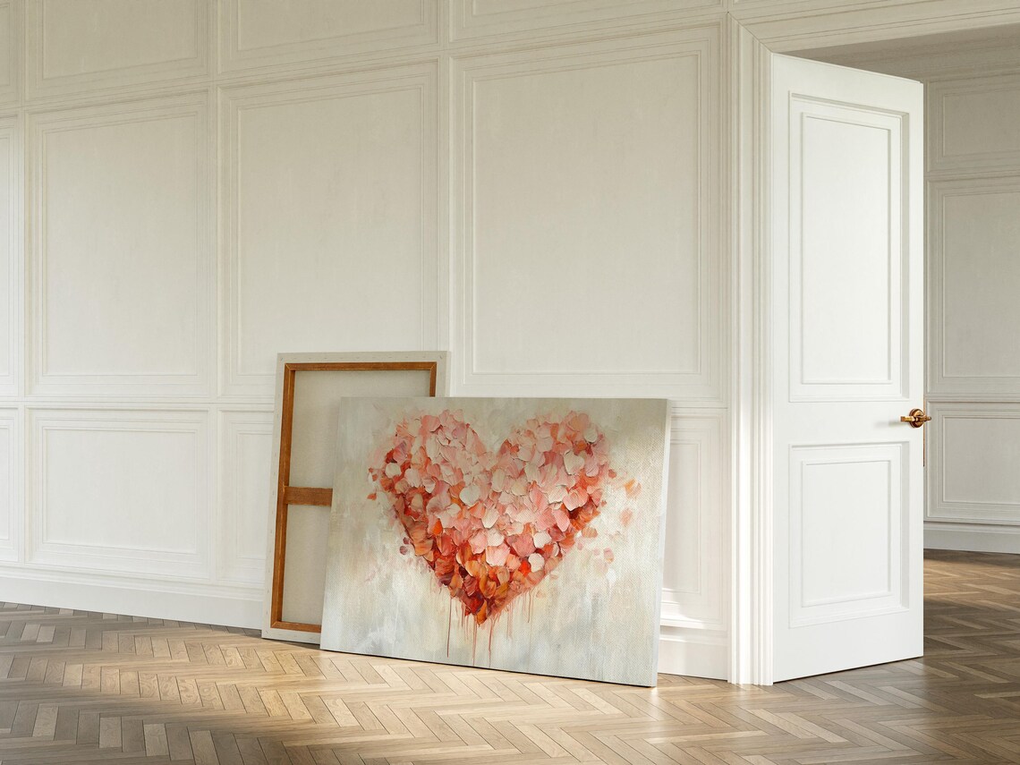 Floral Heart Abstract Painting, Romantic Decor - Image 6