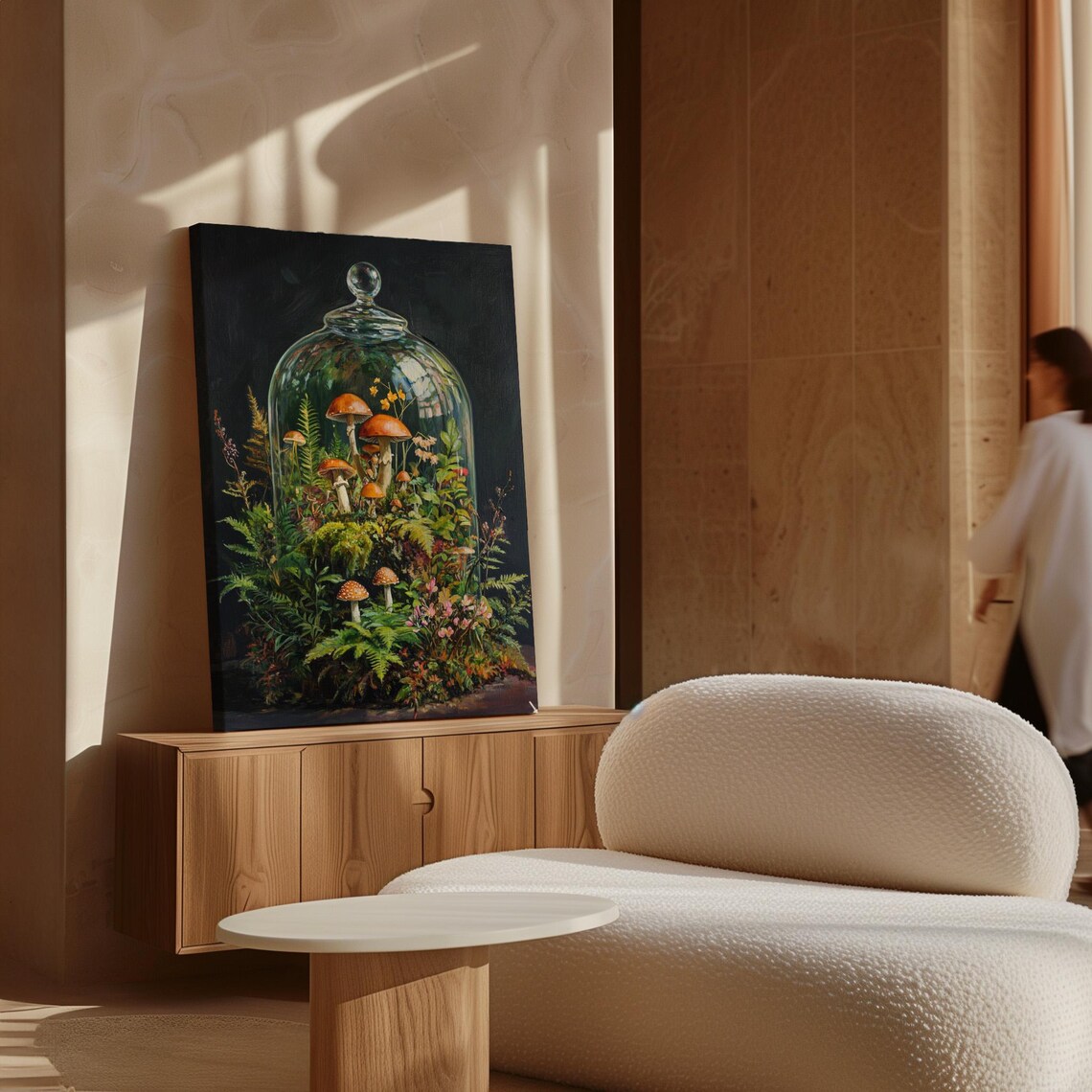 Mushroom Terrarium Glass Cloche Botanical Oil Painting Poster - Image 7