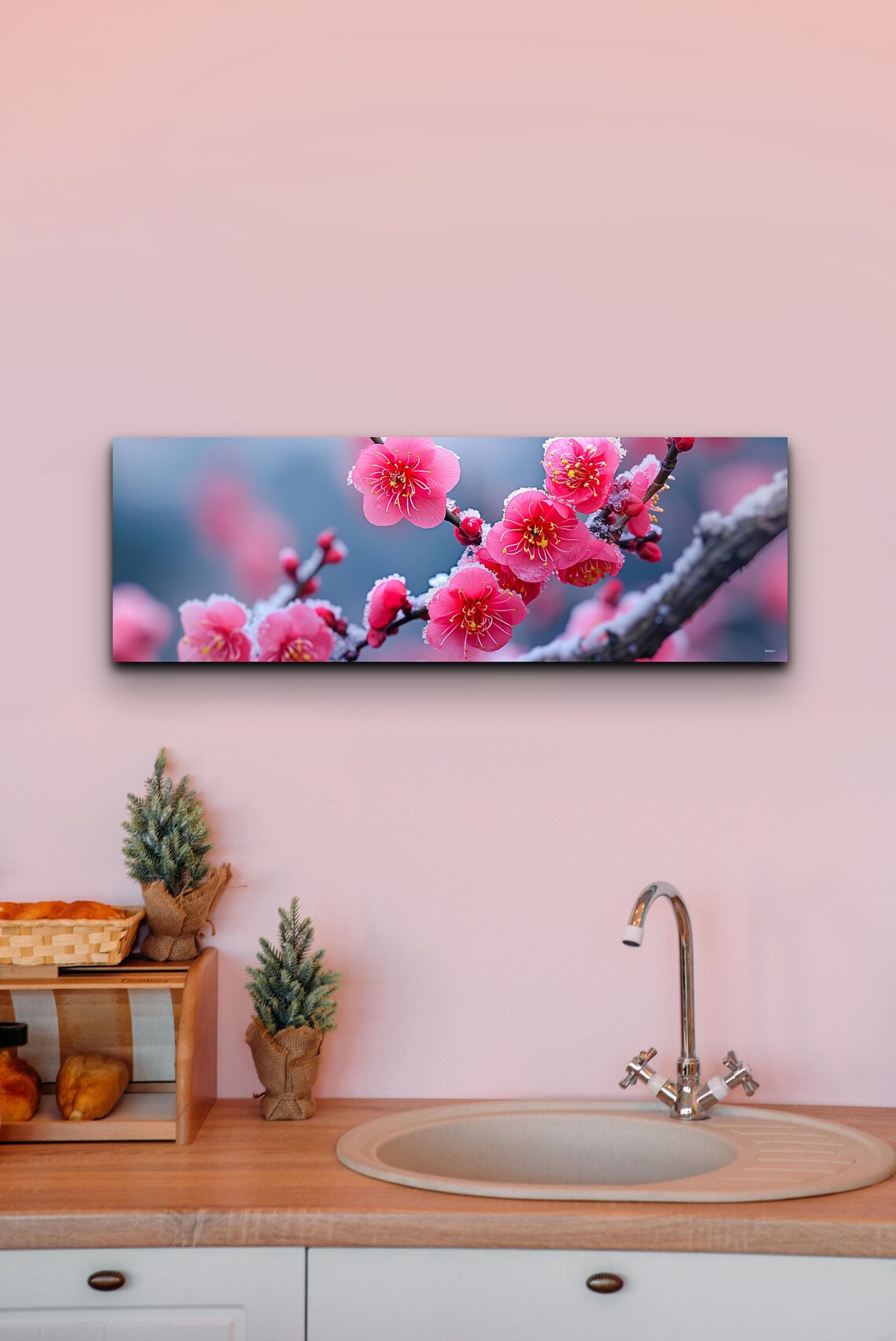 Pink Cherry Blossom Tree Branch, Large Artwork - Image 6