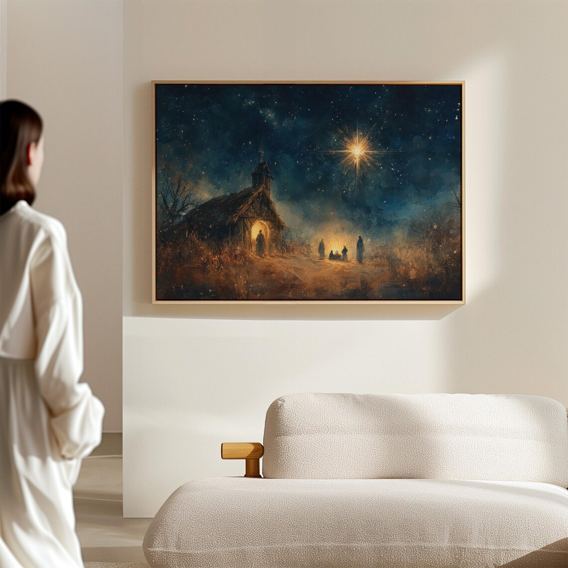 Nativity Scene Rustic Christmas Star Art Print - Image 6