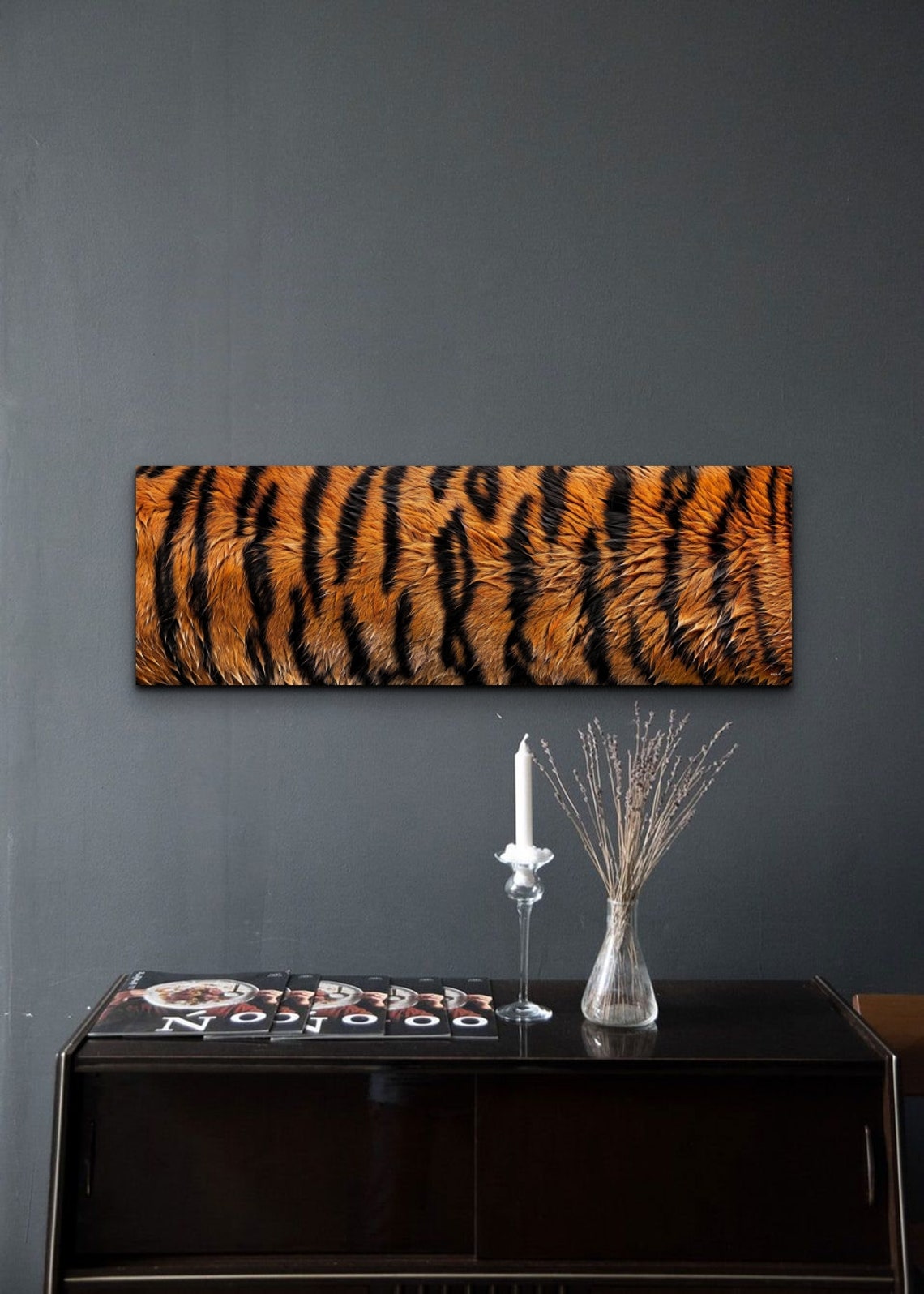 Golden Amber Tiger Stripes Fur Texture Wildlife Panoramic Poster - Image 7