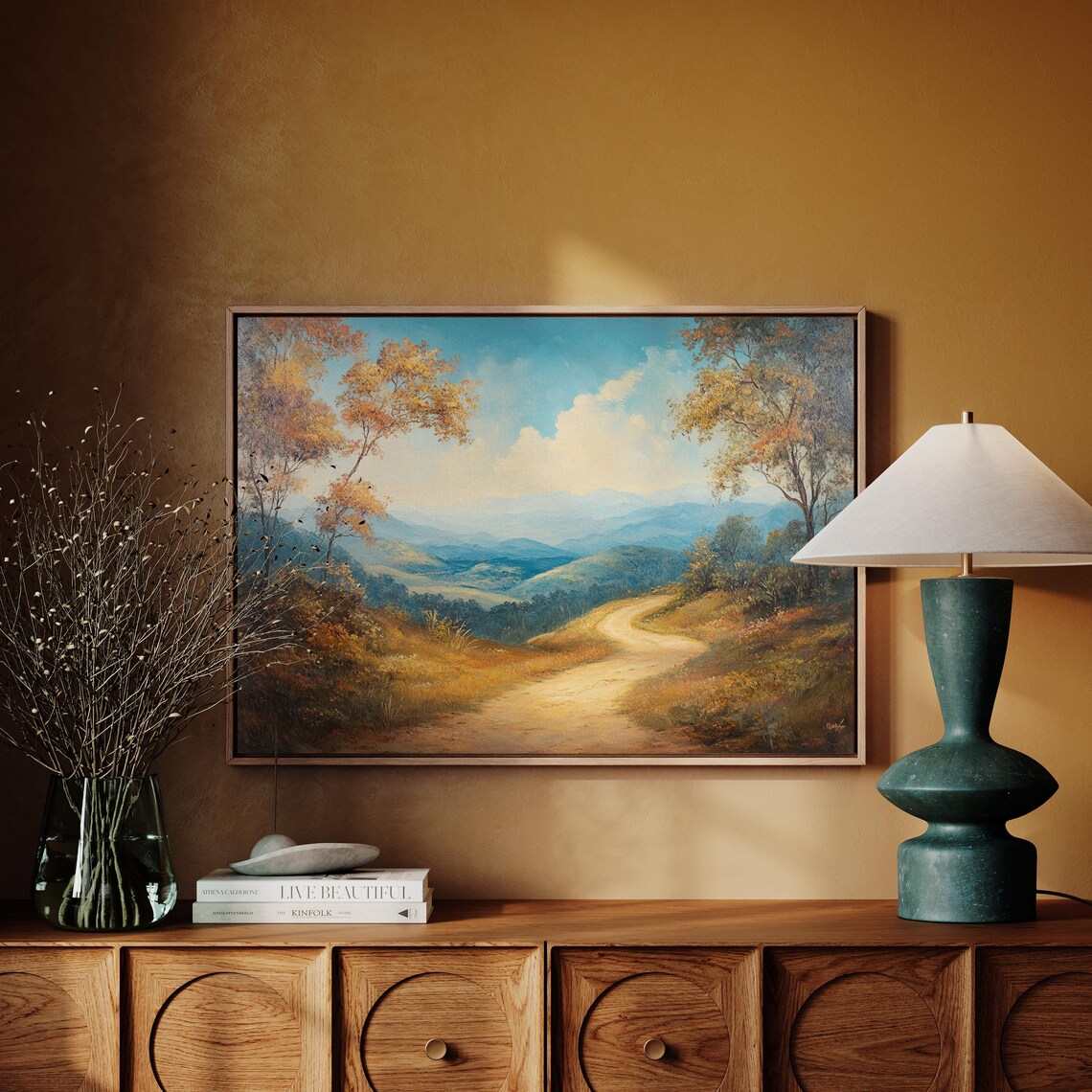 Autumn Country Path Winding Through Golden Hills And Fall Trees Poster - Image 4