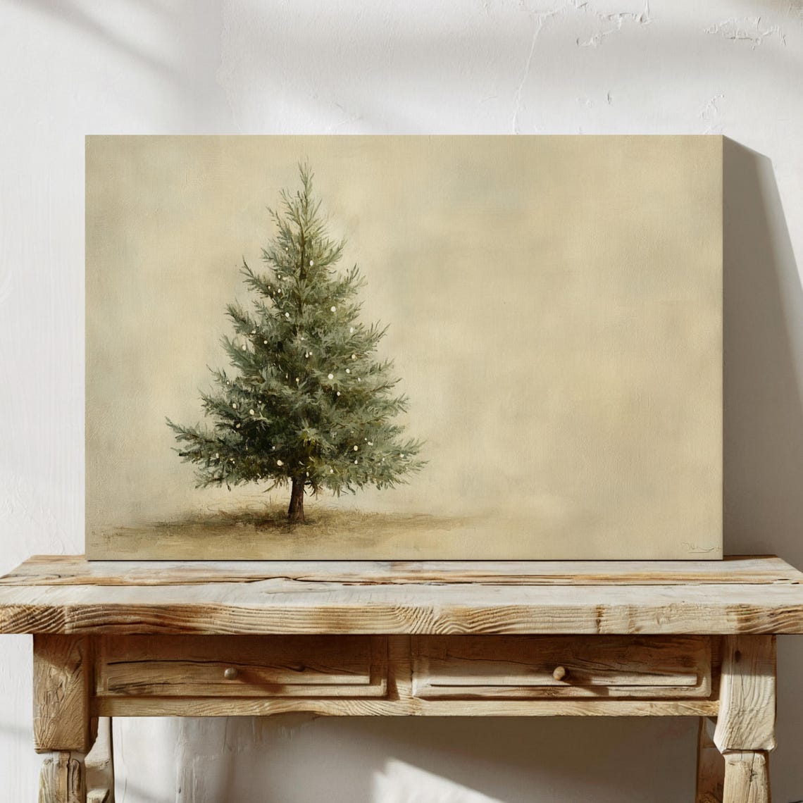 Minimalist Christmas Tree On Neutral Beige Holiday Art Poster - Image 4