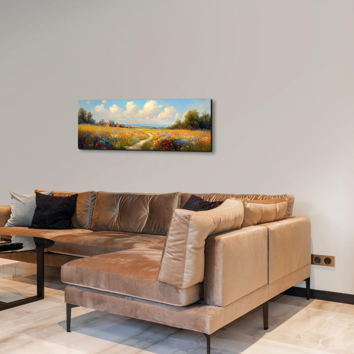 Country Path Through Colorful Wildflower Meadow With Barn Poster - Image 6