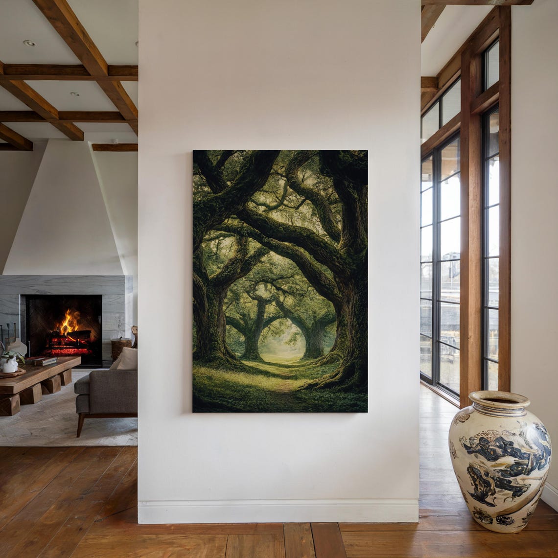 Ancient Mossy Oak Trees Forming Natural Arch Mystical Forest Wall Art - Image 6