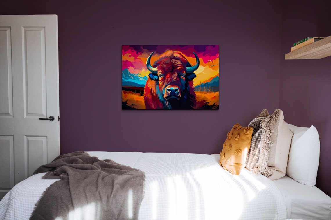 Dayglow Bison, Modern Art Print - Image 6