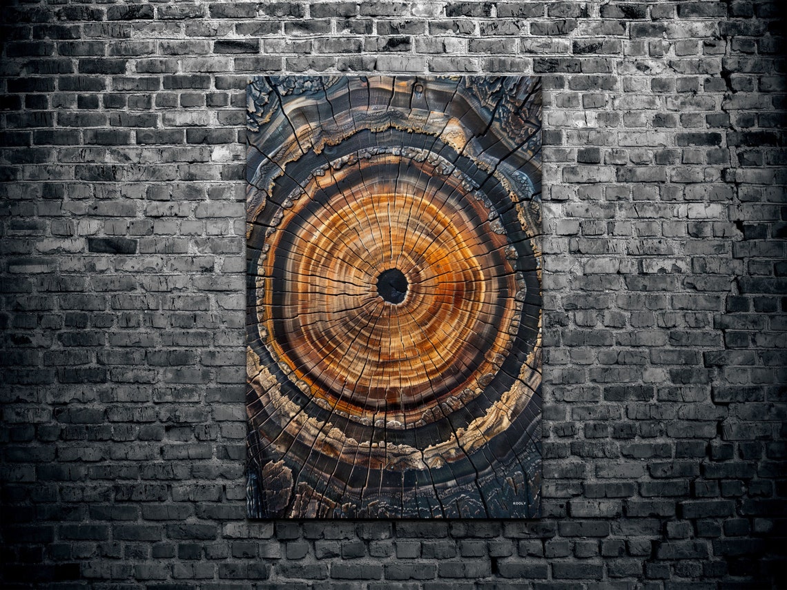 Ancient Tree Ring Cross Section Warm Amber Wood Grain Poster - Image 2