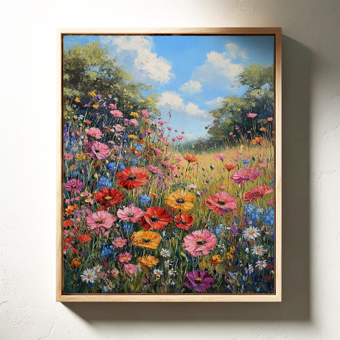 Vibrant Wildflower Meadow Lush Floral Landscape Oil Painting Poster - Image 6