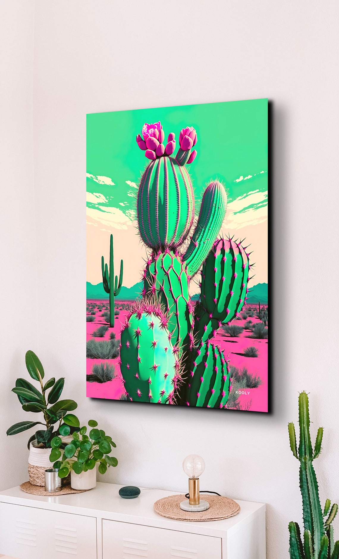 Neon Desert Cactus Pop Art Pink Green Southwest Bloom Poster - Image 2