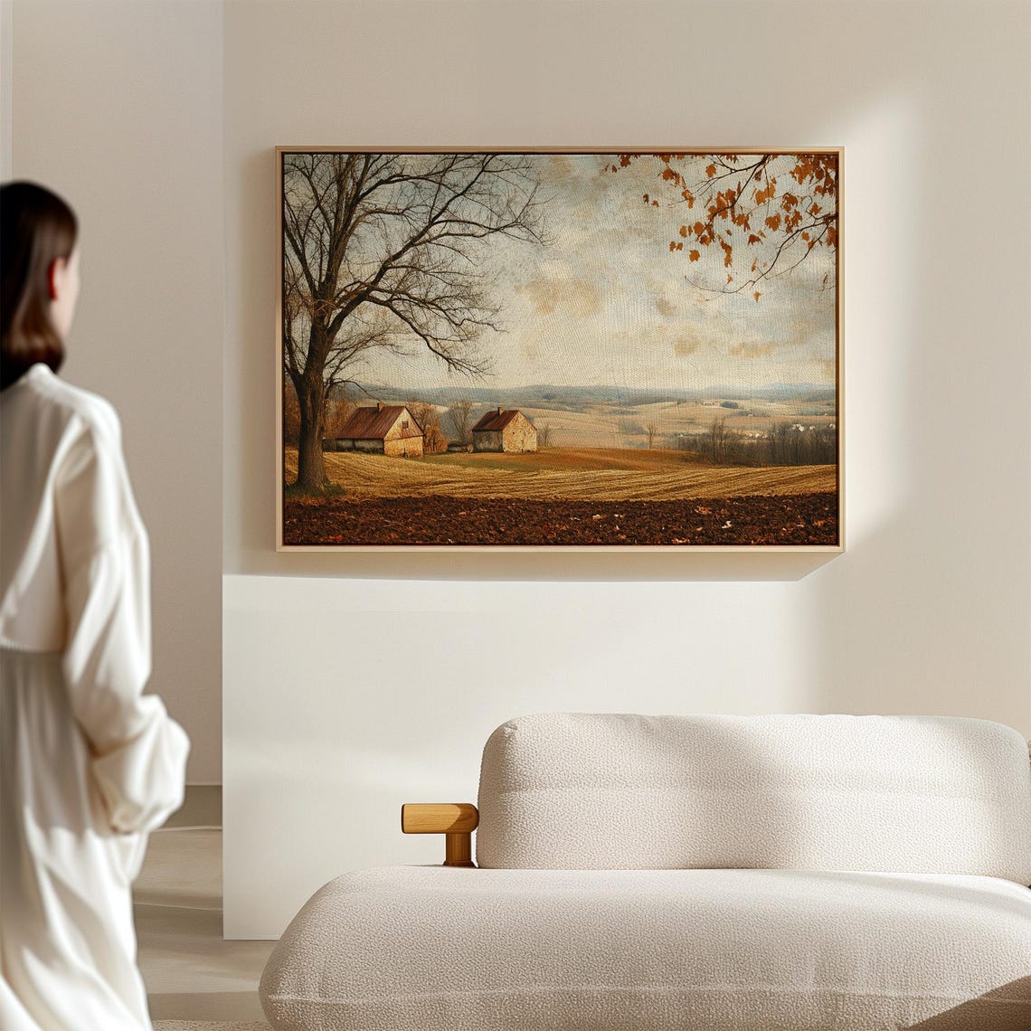 Vintage Farm Barns and Plowed Fields in the Countryside Poster - Image 3