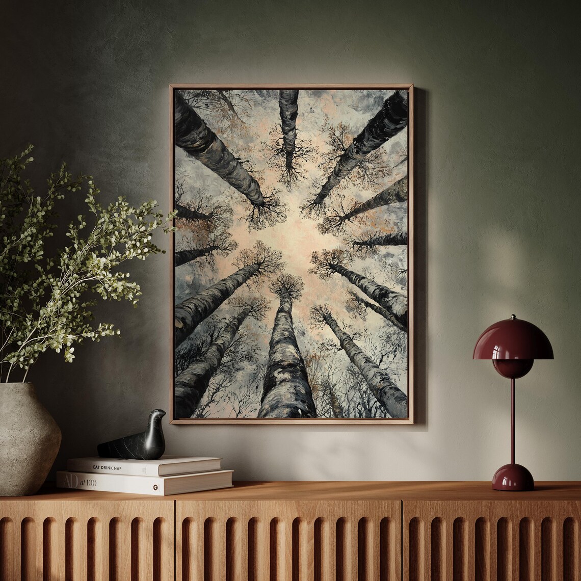Birch Tree Canopy, Winter Forest Nature Art Print - Image 7