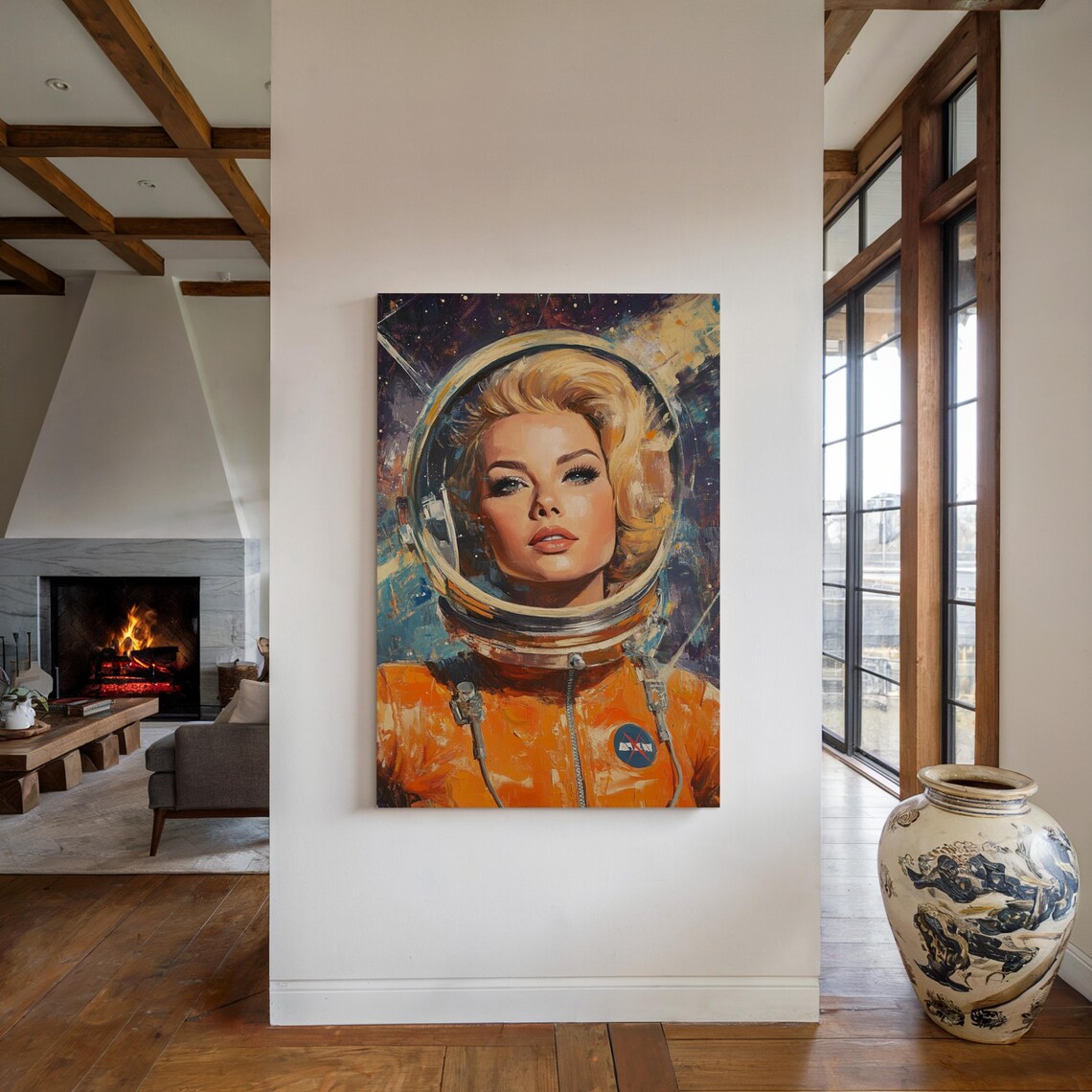 Vintage Astronaut Art, Female Space Explorer Poster - Image 5