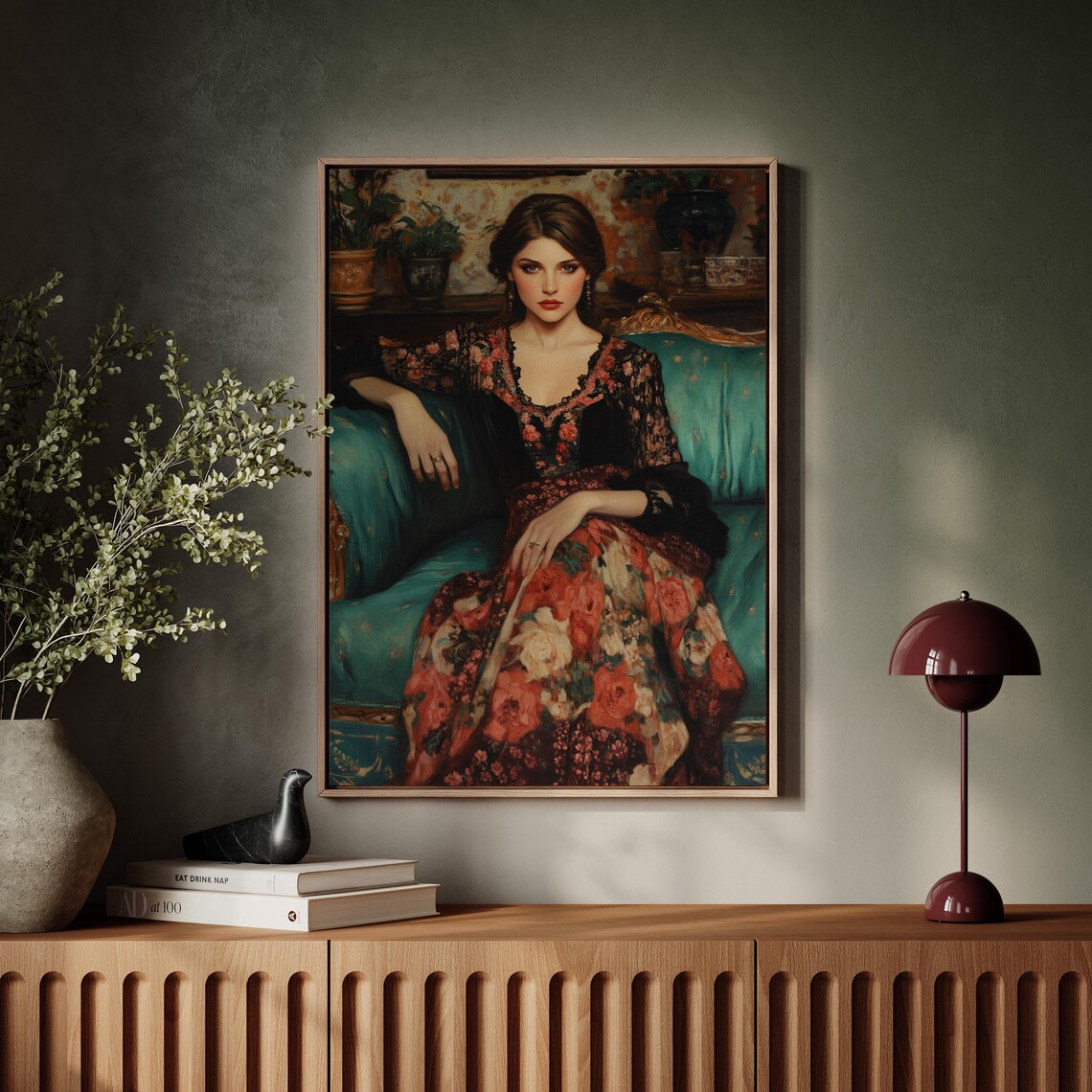 Elegant Victorian Lady Portrait Floral Gown Vintage Style Poster - Image 7
