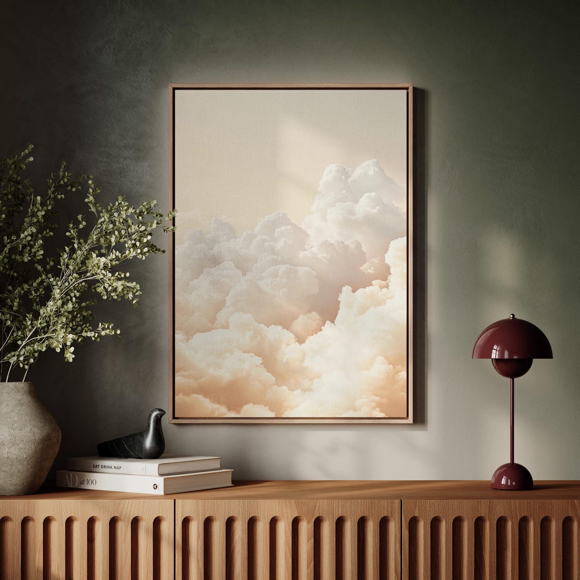 Peach Sunrise Cloud Wall Art Dreamy Soft Pastel Sky Canvas Print Warm Minimal For Bedroom Nursery Or Serene Space