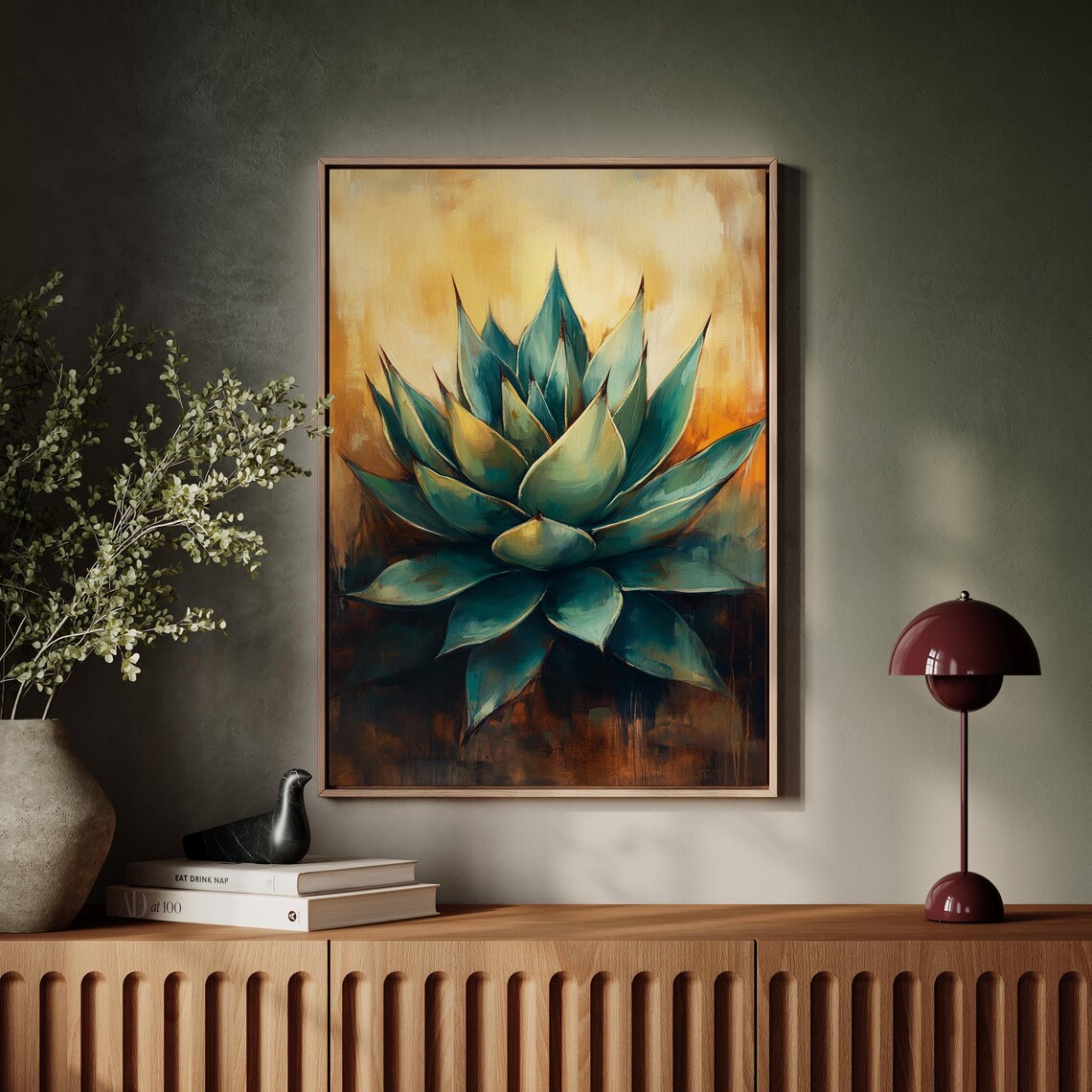 Agave Succulent Southwestern Art Print, Boho Botanical