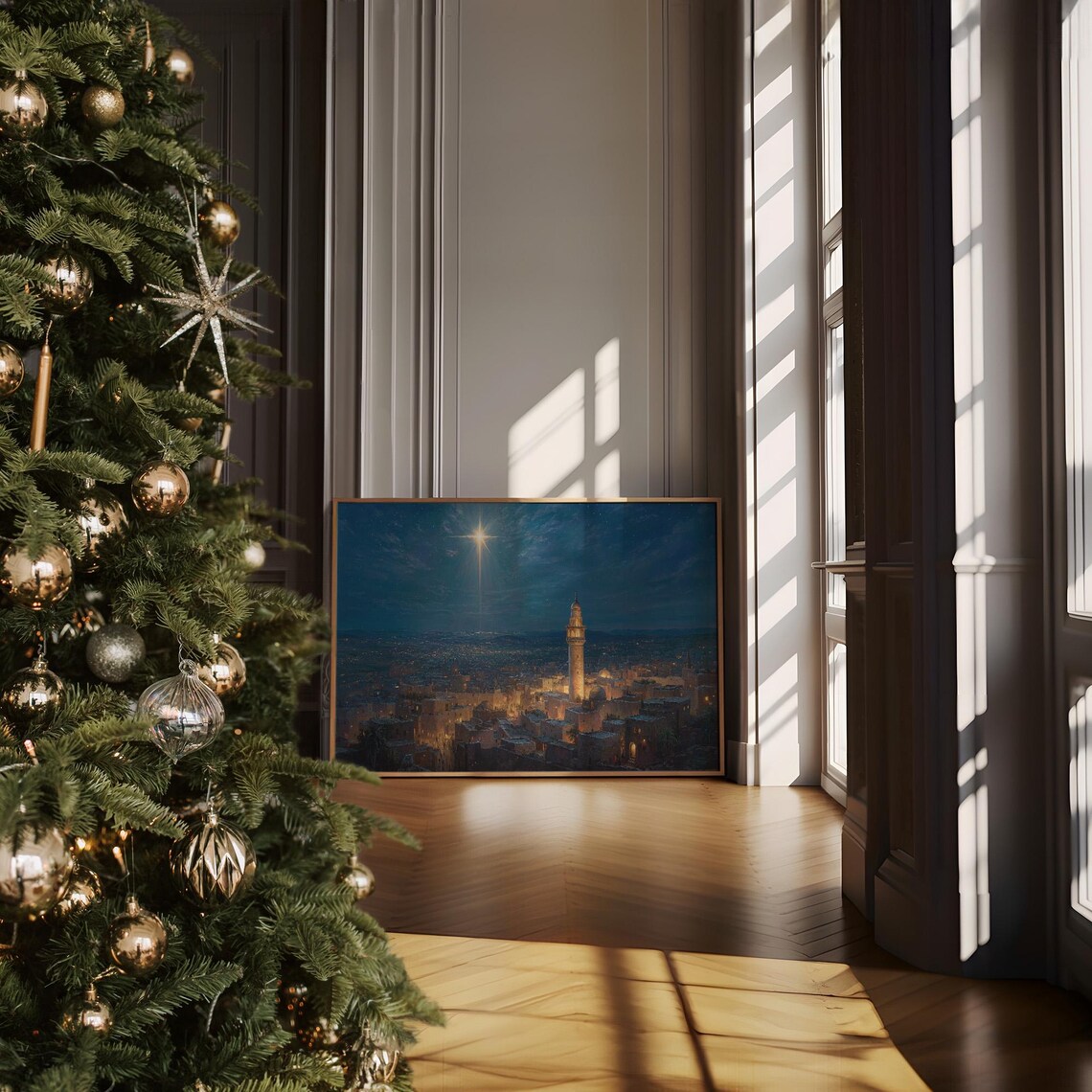 Bethlehem Star Art Print, Nativity Christmas Night