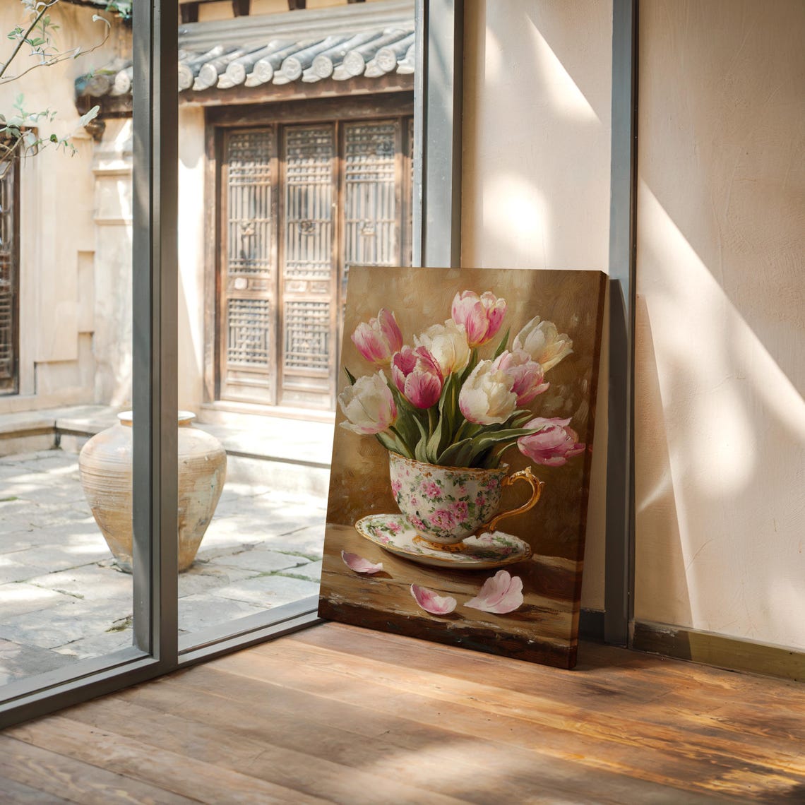 Pink Tulips in Vintage Floral Teacup Romantic Cottage Poster - Image 7