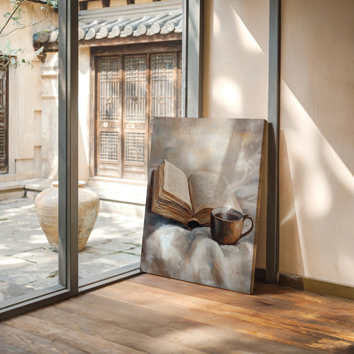 Cozy Reading Nook Open Book and Coffee Cup Art Print - Image 7