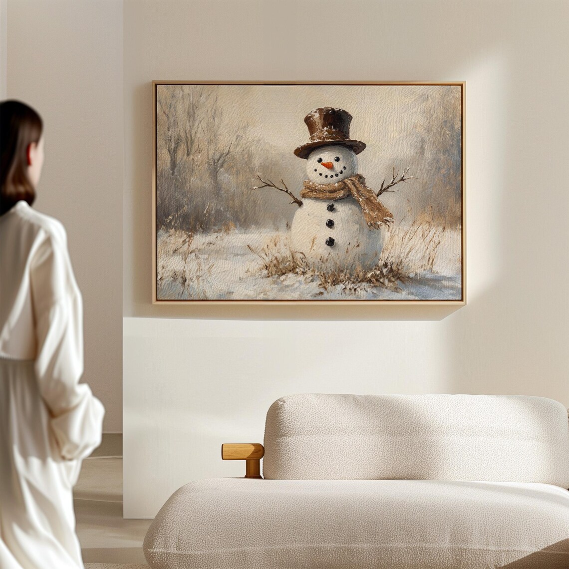 Rustic Snowman Vintage Winter Wall Art Print - Image 5