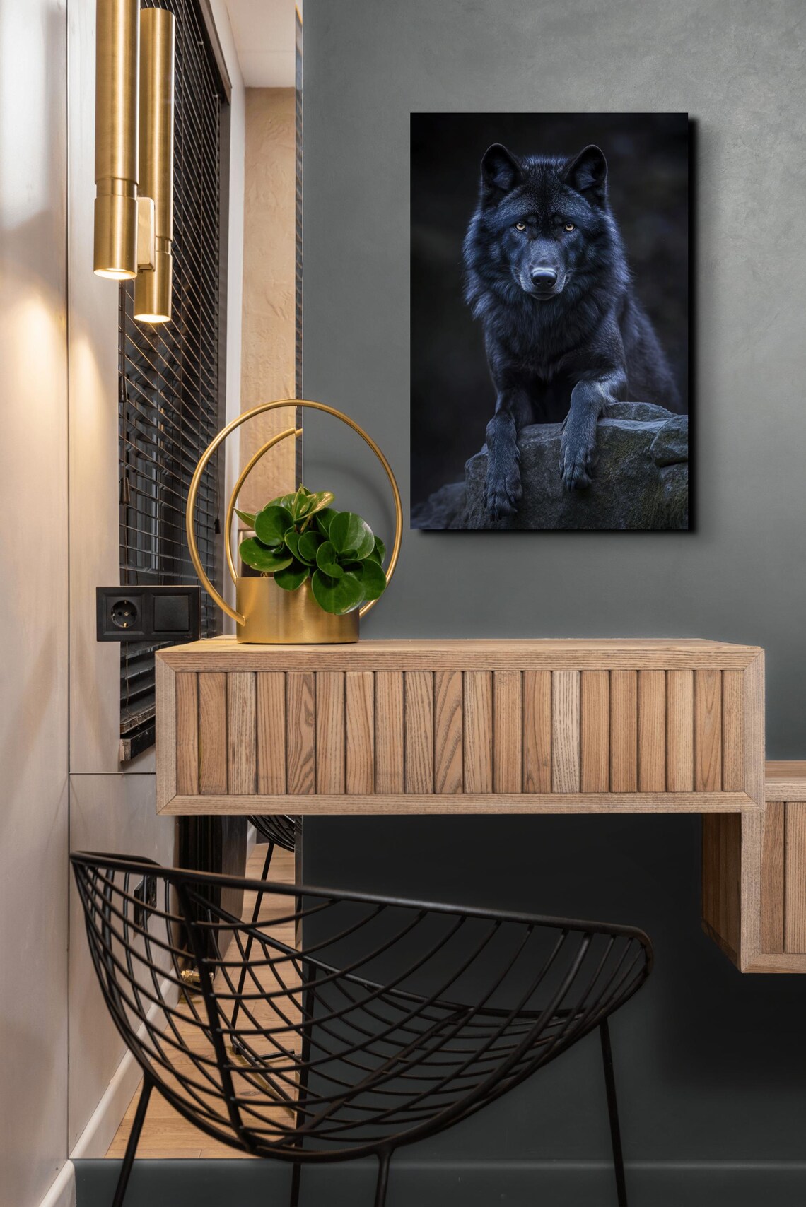 Black Wolf And Nature Art Print, Animal Wall Art - Image 3