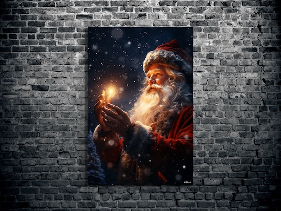Magical Santa Christmas Art Print, Holiday Decor