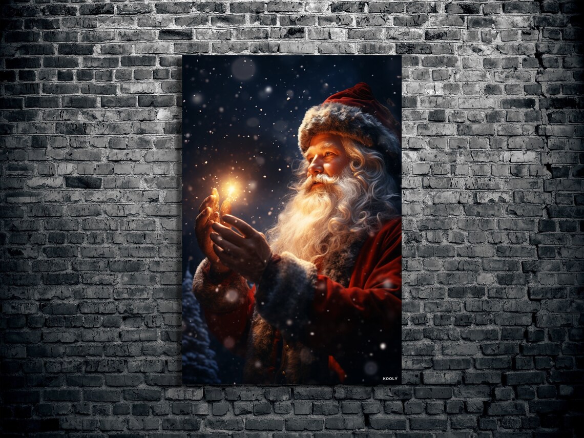 Magical Santa Christmas Art Print, Holiday Decor
