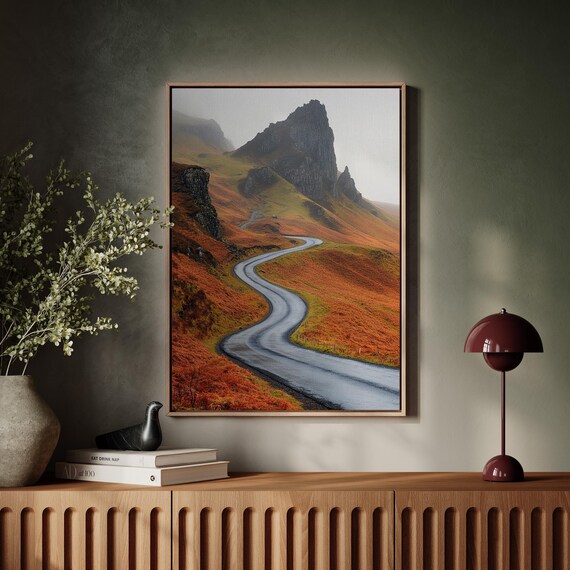 Winding Road Through Autumn Highlands Moody Mountain Scenic Poster