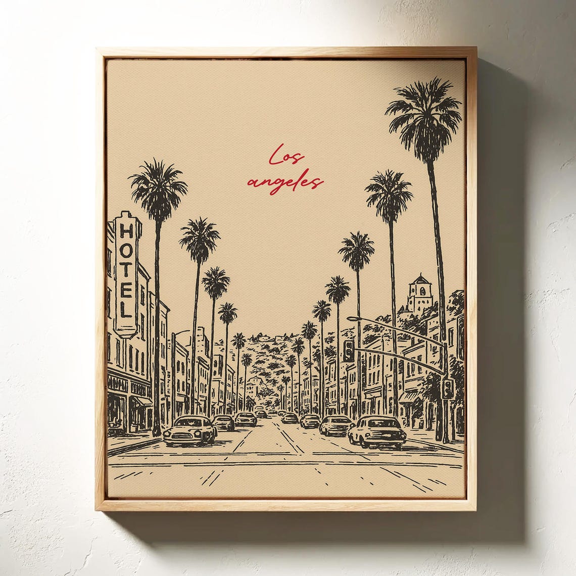 Los Angeles Street Scene, Vintage Line Drawing Print - Image 4