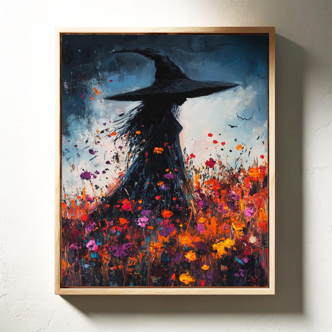 Whimsical Witch Silhouette Wildflower Field Dusk Halloween Poster - Image 5