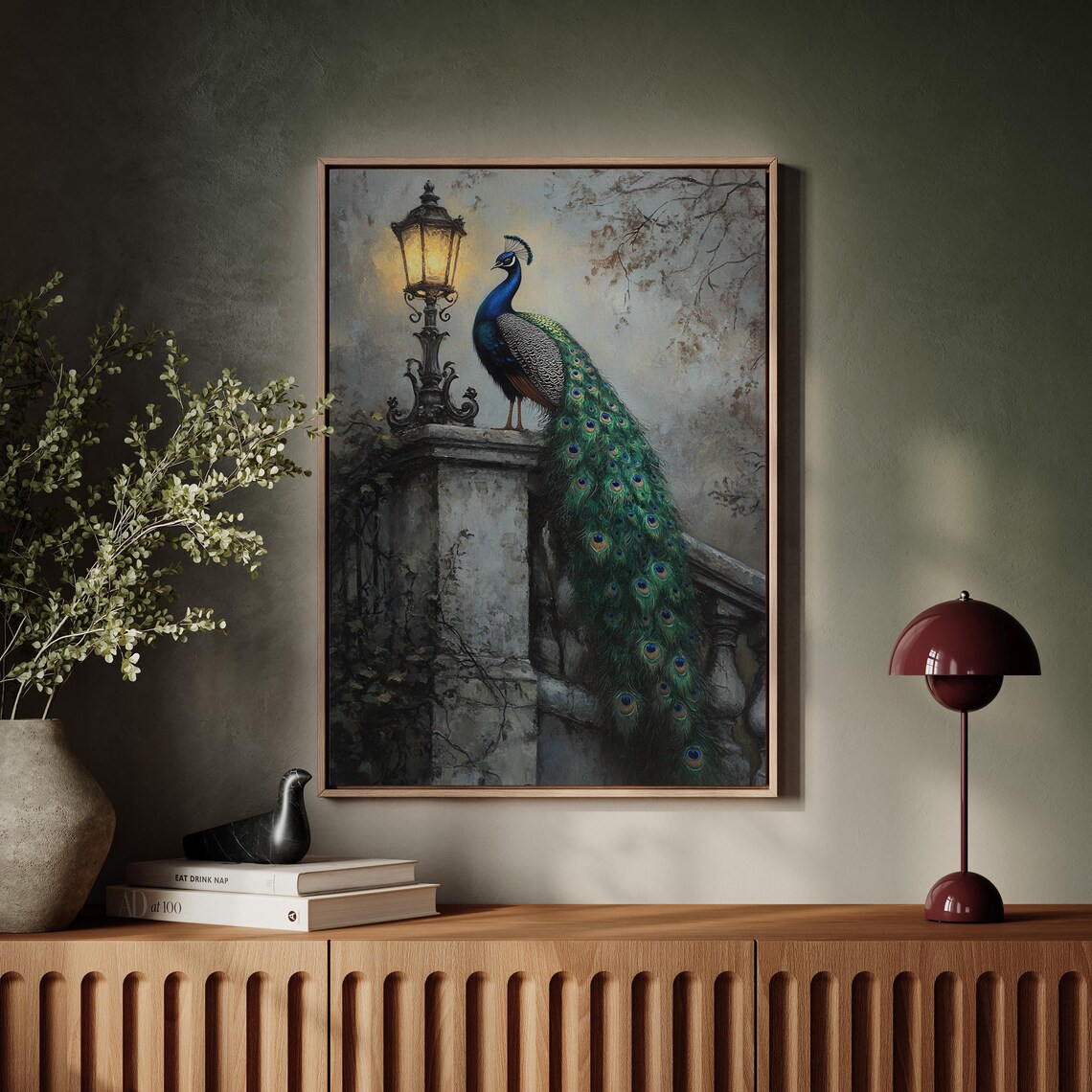 Elegant Peacock With Lantern Vintage Art Print - Image 6