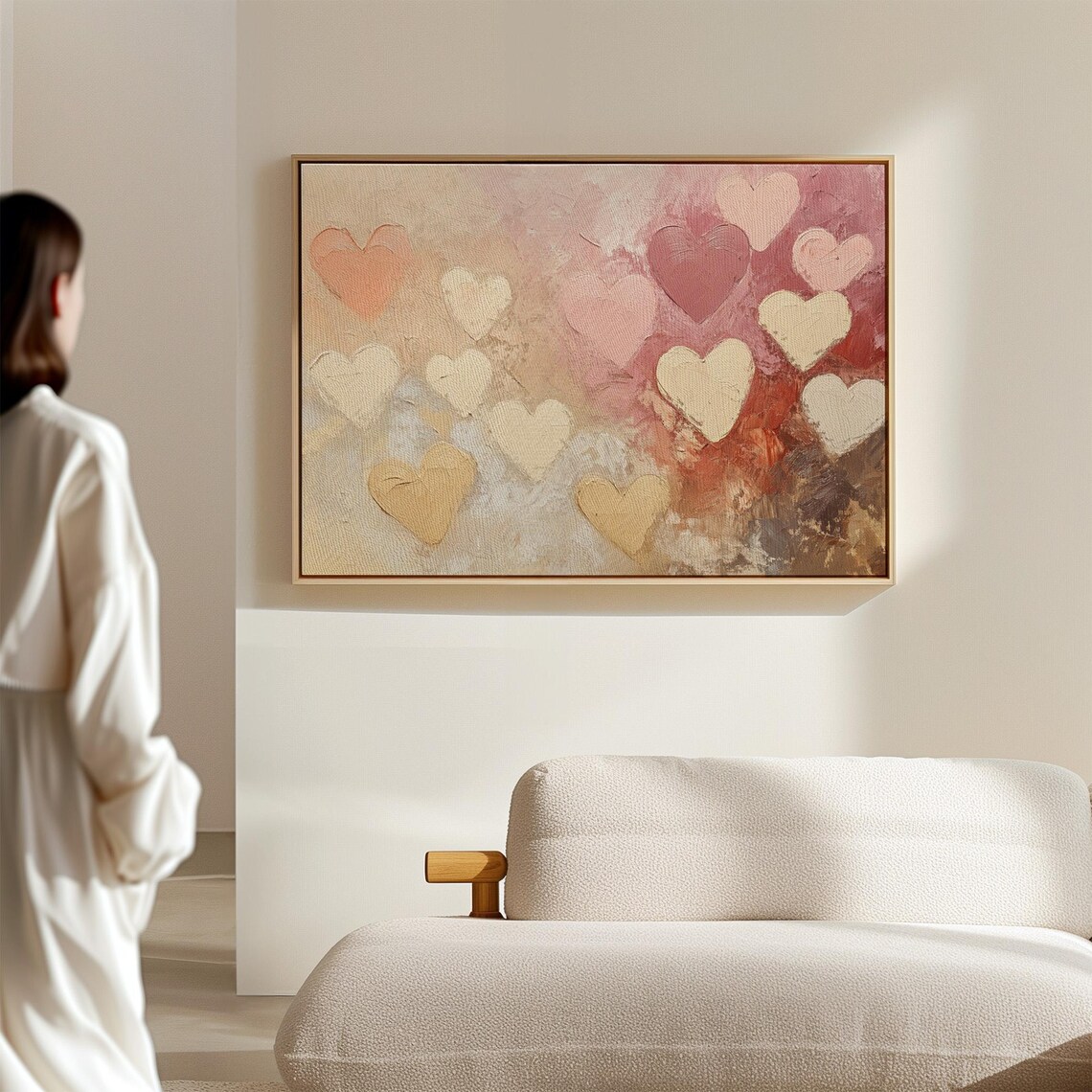 Romantic Abstract Heart Art Print, Cozy Living Room - Image 3