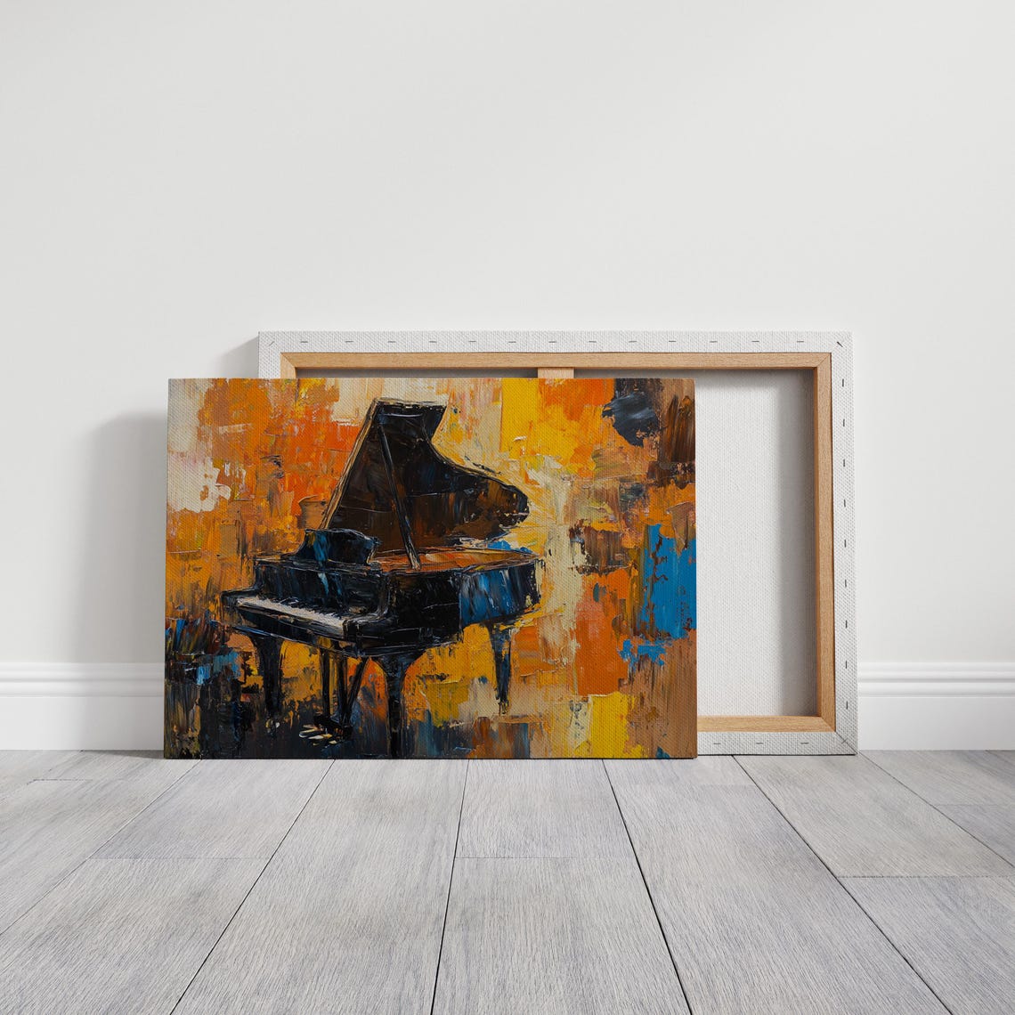 Grand Piano Bold Orange Impasto Brushwork Music Studio Poster - Image 7