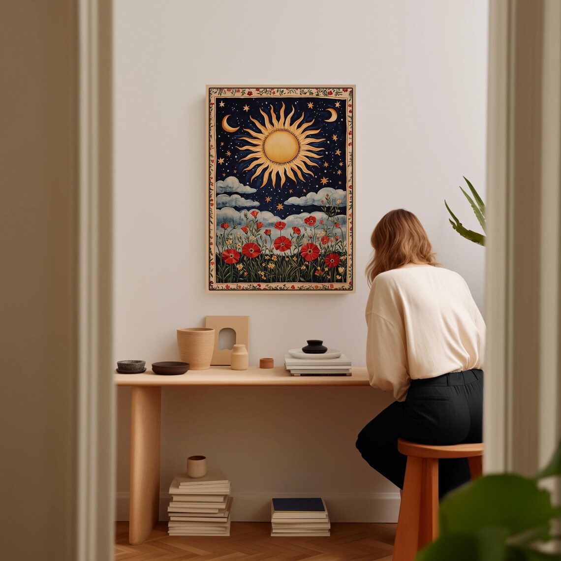 Celestial Sun And Moon, Starry Night Design - Image 5
