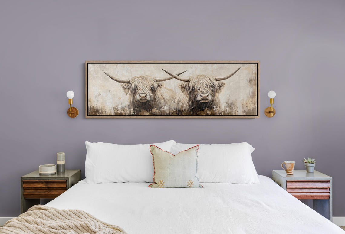 Highland Cow Duo Neutral Rustic Western Farmhouse Cozy Poster - Image 3