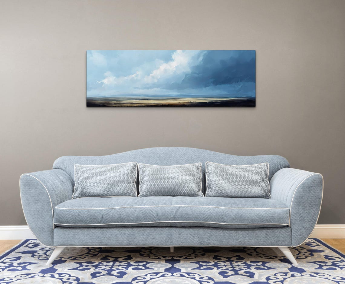 Blue Prairie Sky Dramatic Cloud Horizon Panoramic Landscape Poster - Image 3