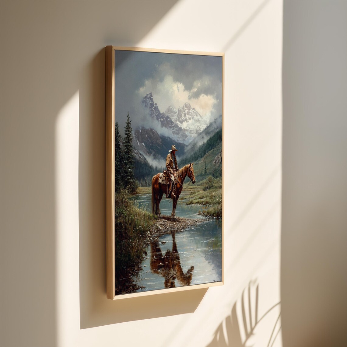 Cowboy Mountain Western Horseback Rider, Art Print - Image 3