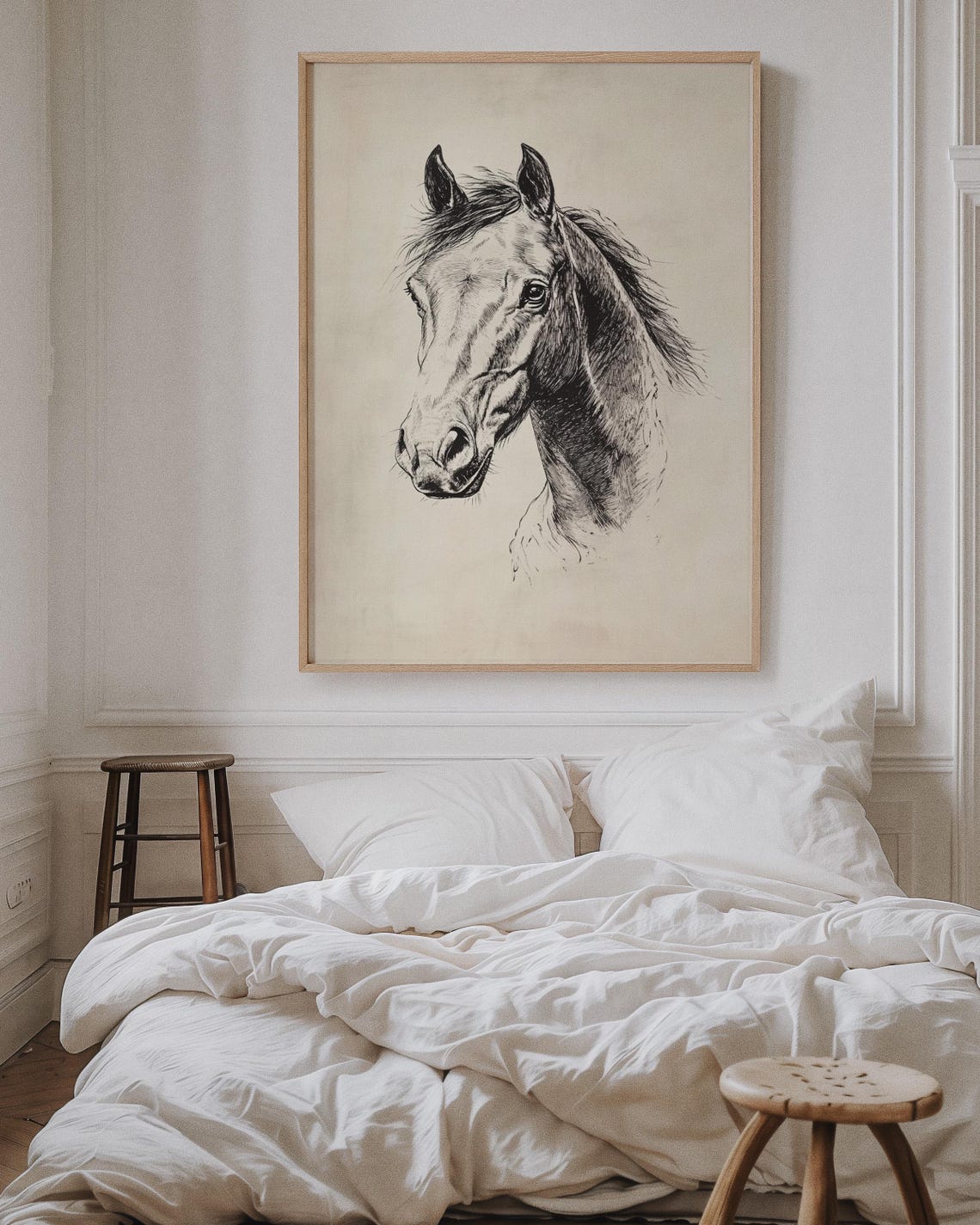 Horse Head Profile Ink Sketch Minimalist Equine Painting Poster - Image 4