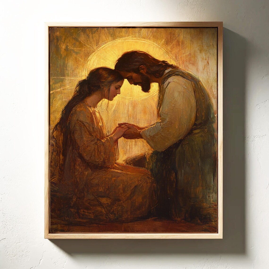 Jesus and a Woman in Tender Prayer With Foreheads Touching Poster - Image 3