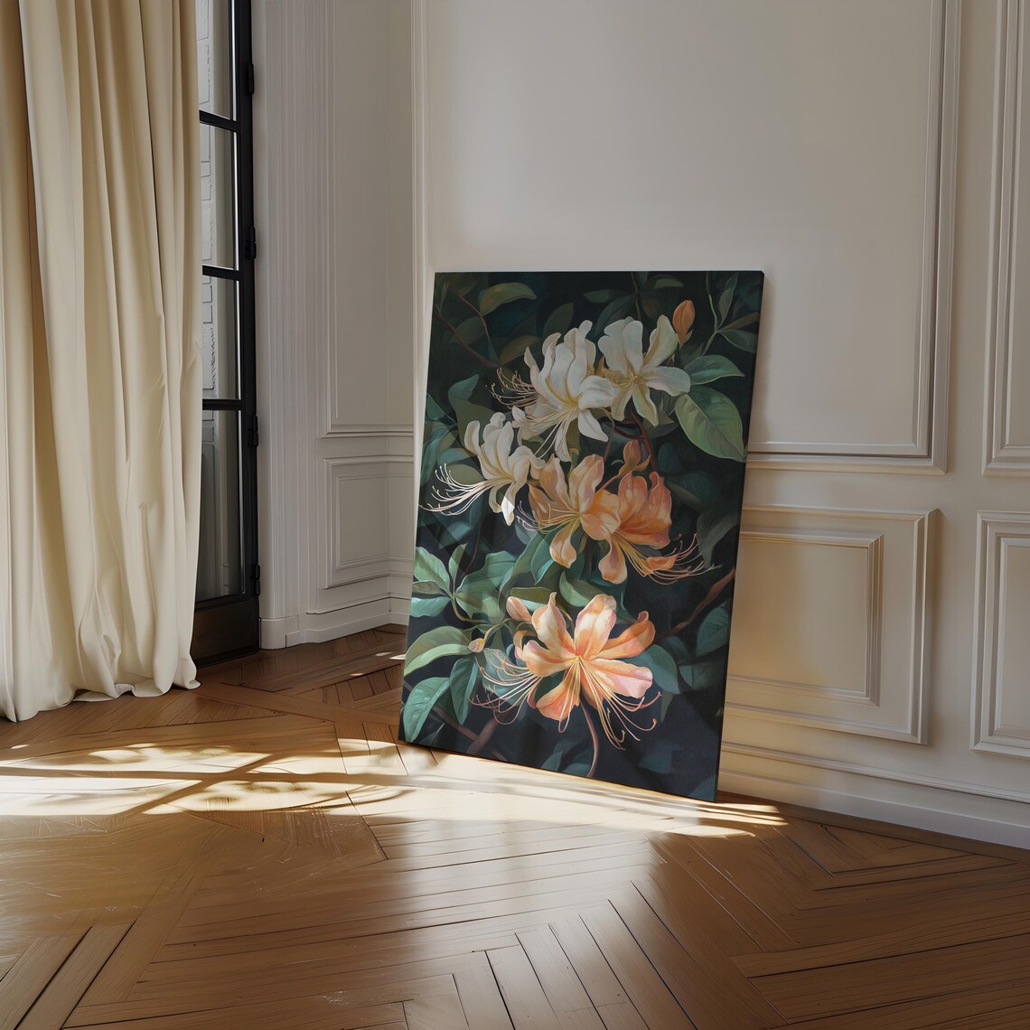 Elegant Honeysuckle Blossoms, Botanical Home Decor - Image 3