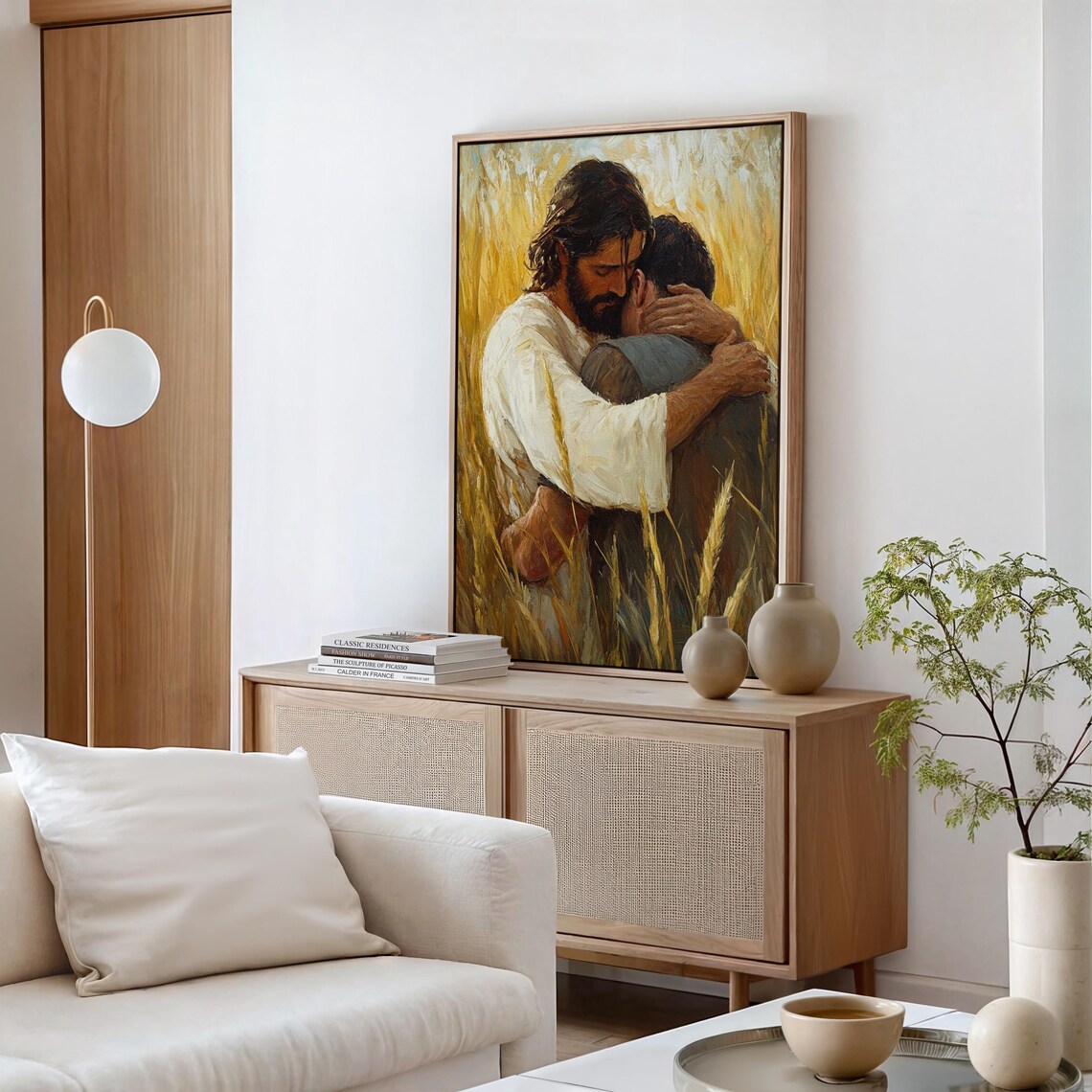 Jesus Embracing a Man in a Wheat Field Art Print - Image 5